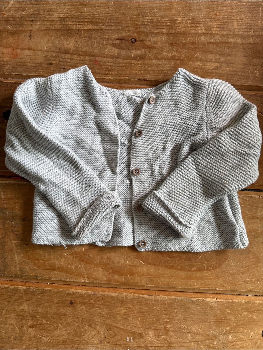 Classic Baby Knit Cardigan Sweater - Light Gray